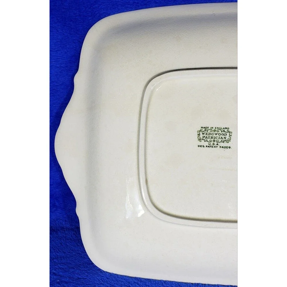 Old WEDGWOOD England PATRICIAN pattern square cake plate with handles 11-1/2